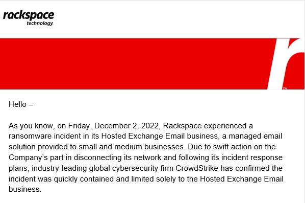 Image of Rackspace email