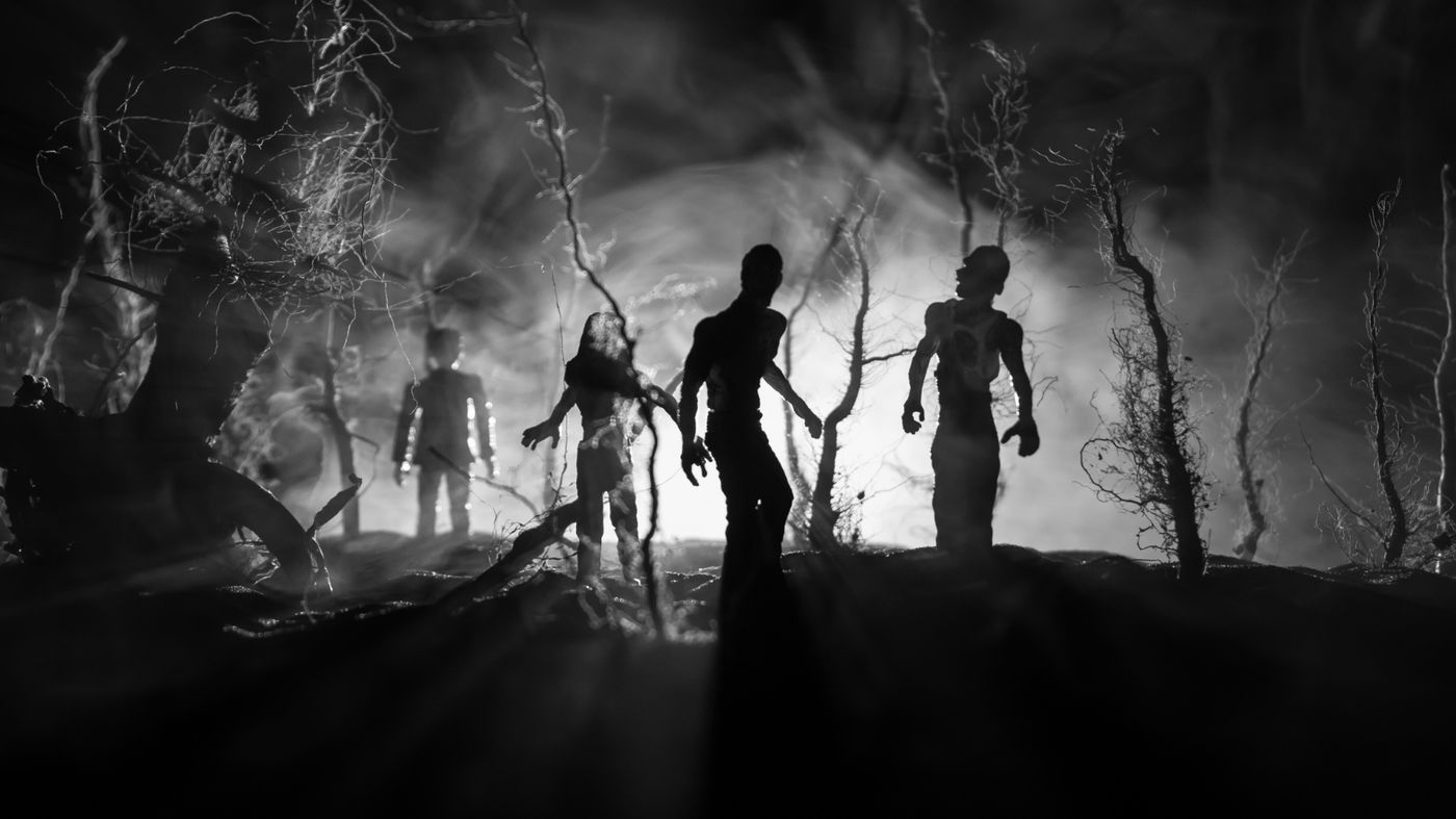 Zombies in a graveyard. Zombies in a graveyard.