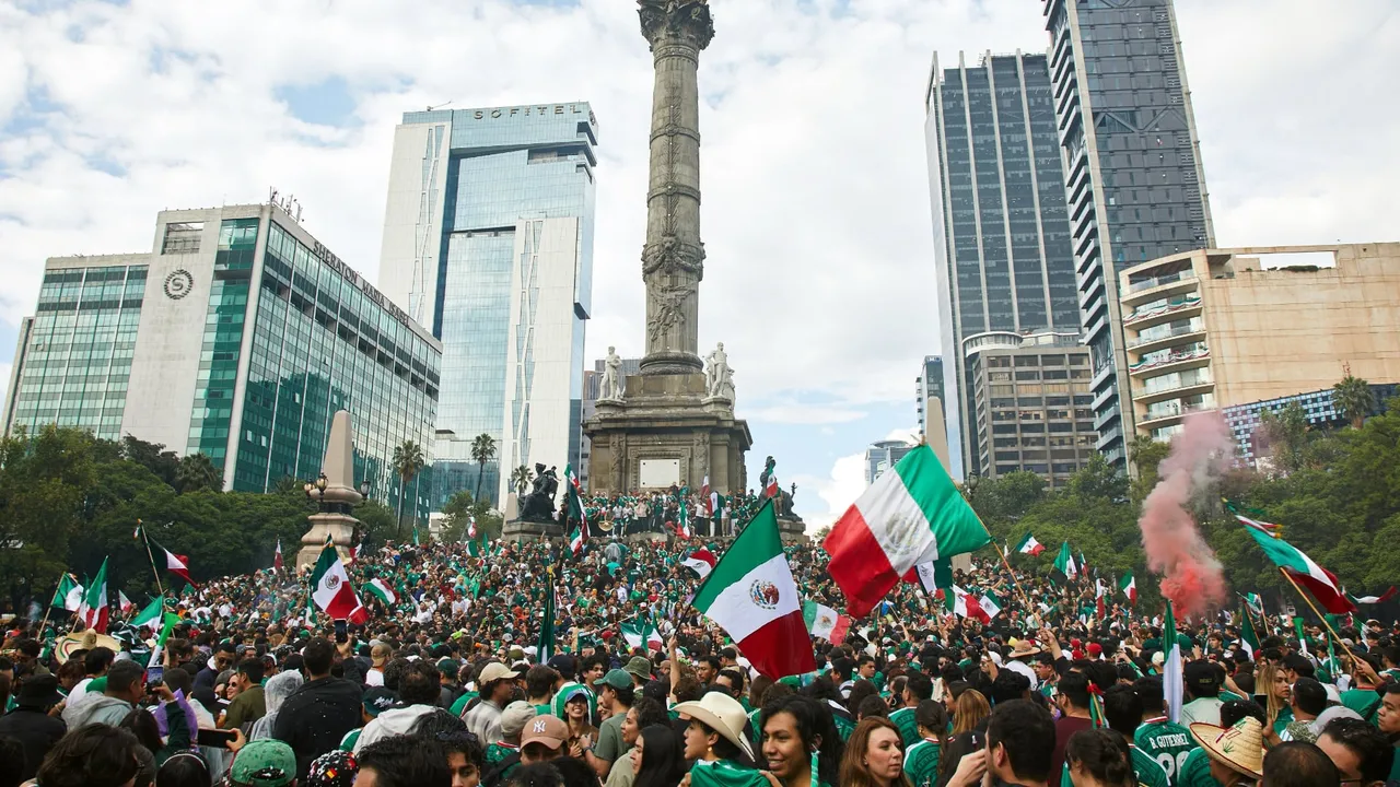 A crowd in Mexico City during the FIFA World Cup.