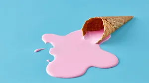 Spilled, melted ice cream. Spilled, melted ice cream.