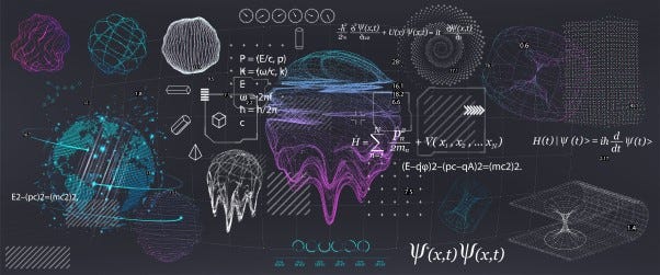 Drawings and calculations on a chalkboard