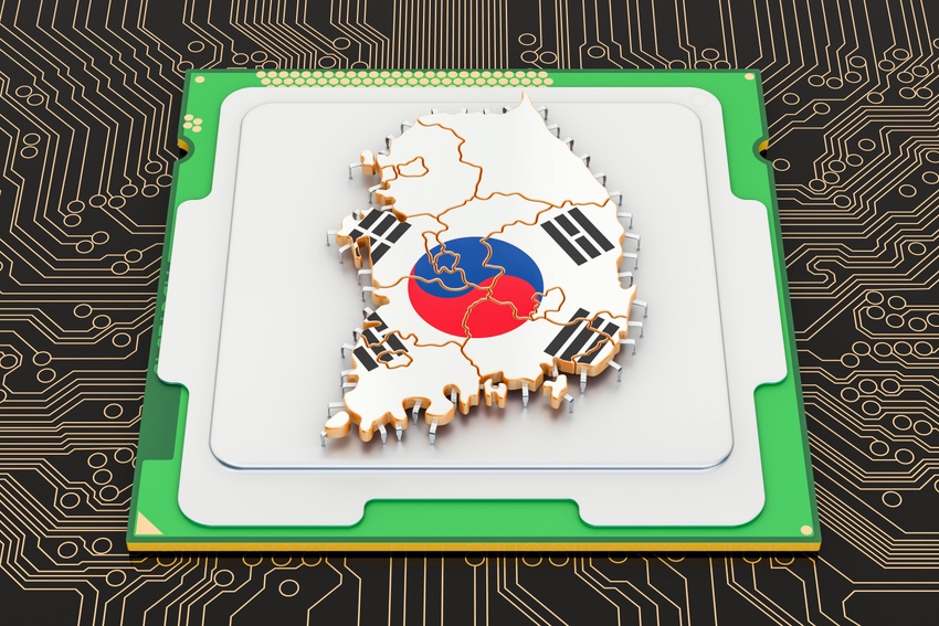 Computer chip with map of south korea 