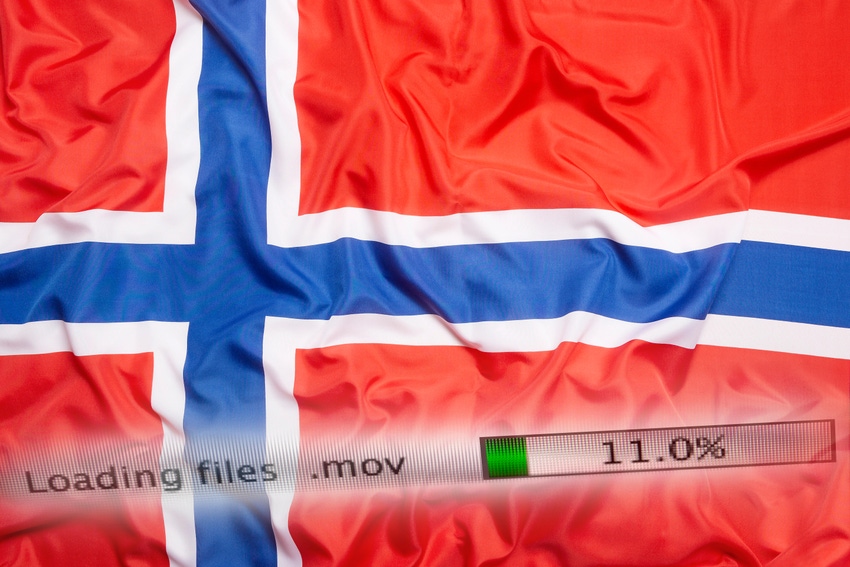 The Norwegian flag with a file loading bar at the bottom