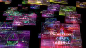 Stylized computer SOC with alerts Stylized computer SOC with alerts