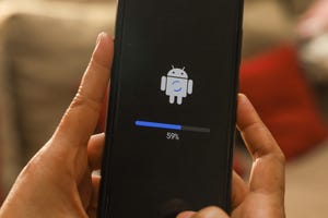 Android phone held in hands
