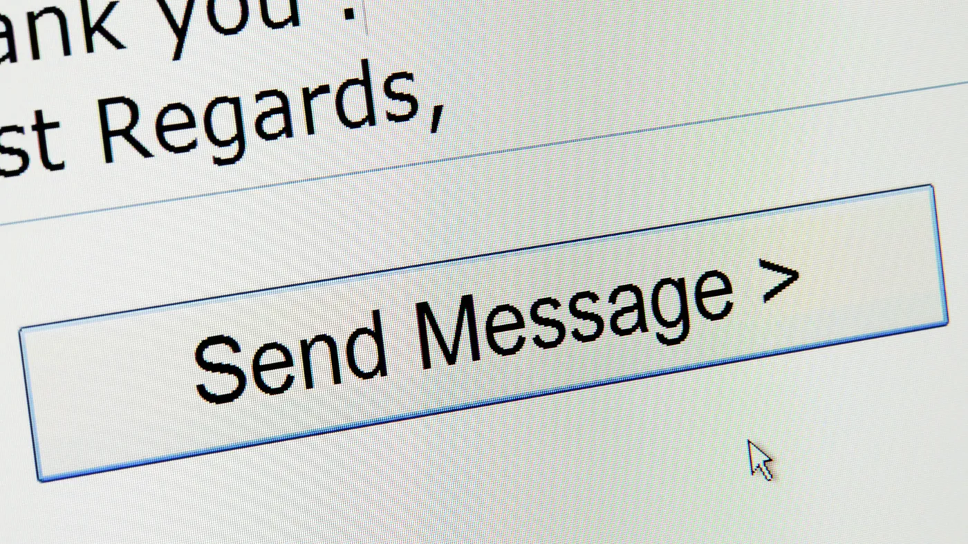 Close up of a push "Send Message" button on a Web page. Close up of a push "Send Message" button on a Web page.