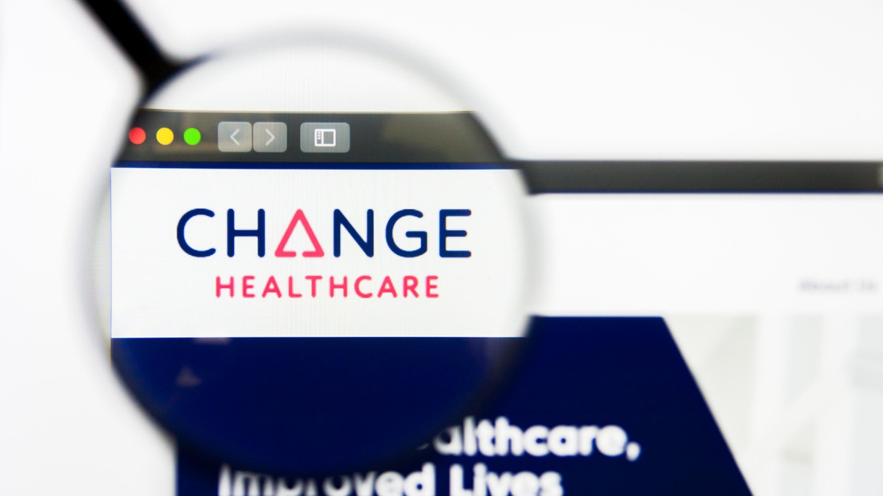 Change Healthcare's logo, underneath a magnifying glass Change Healthcare's logo, underneath a magnifying glass