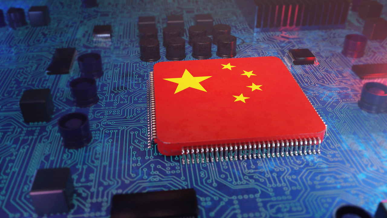 The Chinese flag on a hardware chip The Chinese flag on a hardware chip