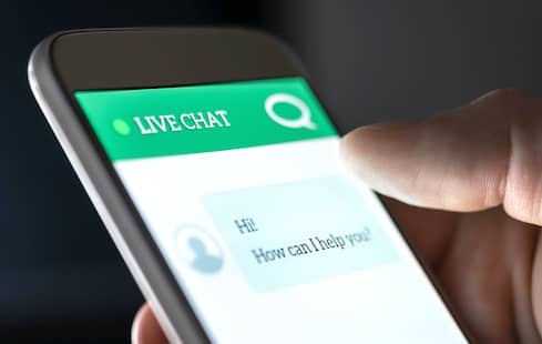 A phone or tablet screen showing a live chat window.