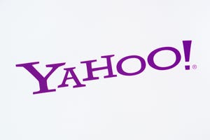 Purple Yahoo logo on a white background