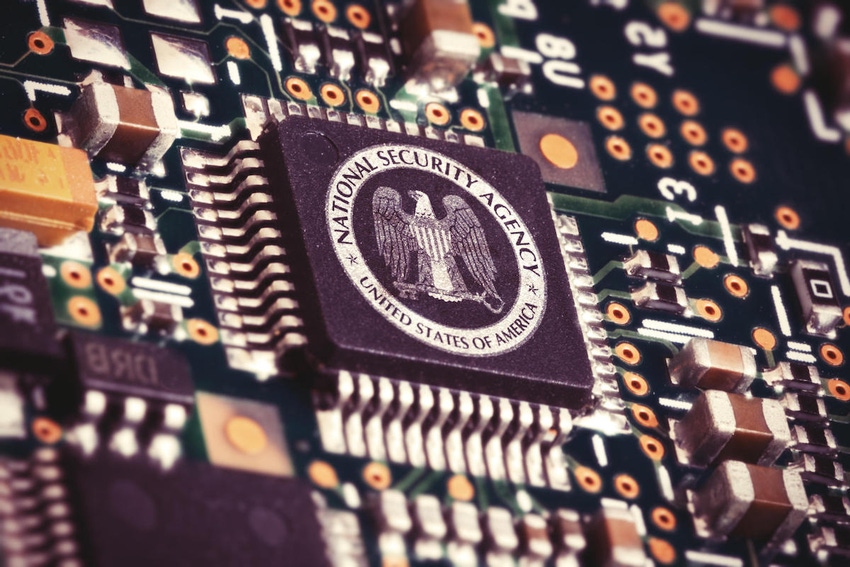 The NSA seal incorporated into technical hardware