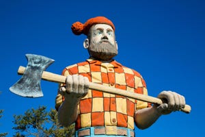 A statue of Paul Bunyan holding an ax