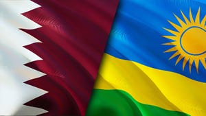 The flags of Qatar and Rwanda