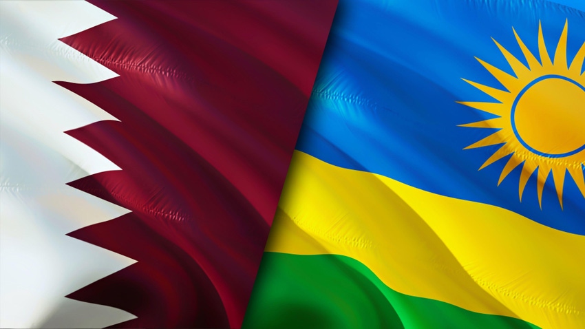 The flags of Qatar and Rwanda