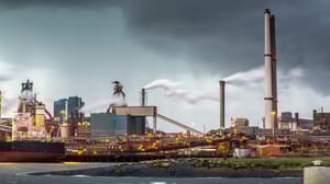 Steel factory, blast furnaces at twilight Steel factory, blast furnaces at twilight