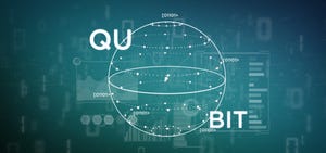 Quantum computing concept with qubit icon 3D rendering