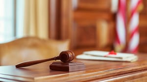 Gavel on a desk in a court room Gavel on a desk in a court room