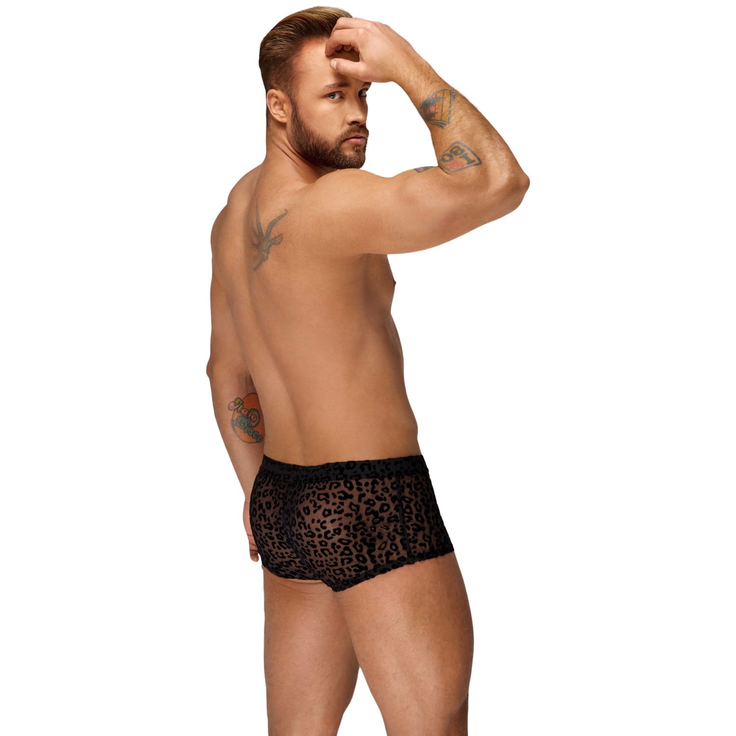 Noir Handmade Mesh-Shorts für Männer im Leopardenlook 1