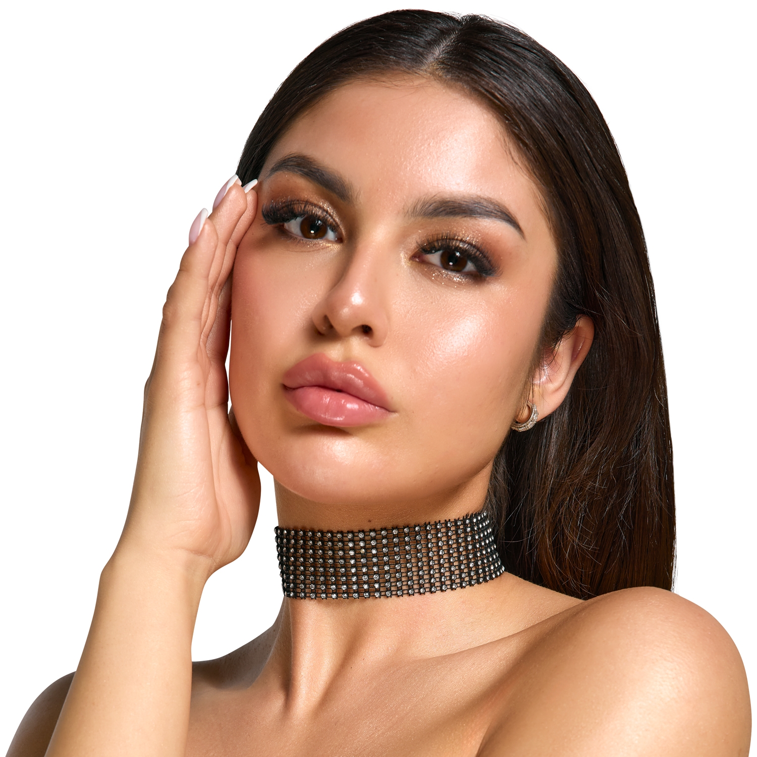 Cottelli Accessoires Halsband mit Strasssteinen Schwarz var 1