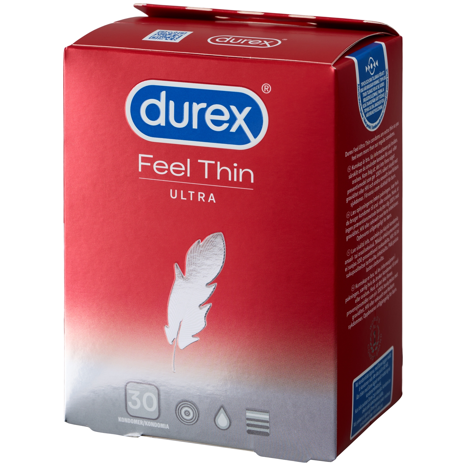 Durex Feel Thin Ultra Kondomer 30 stk - Rød