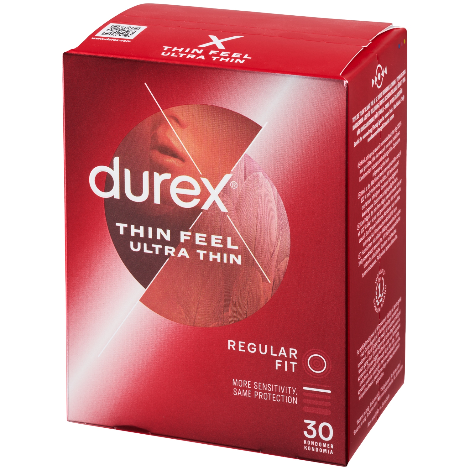 Durex Feel Thin Ultra Kondomer 30 stk    - Rød
