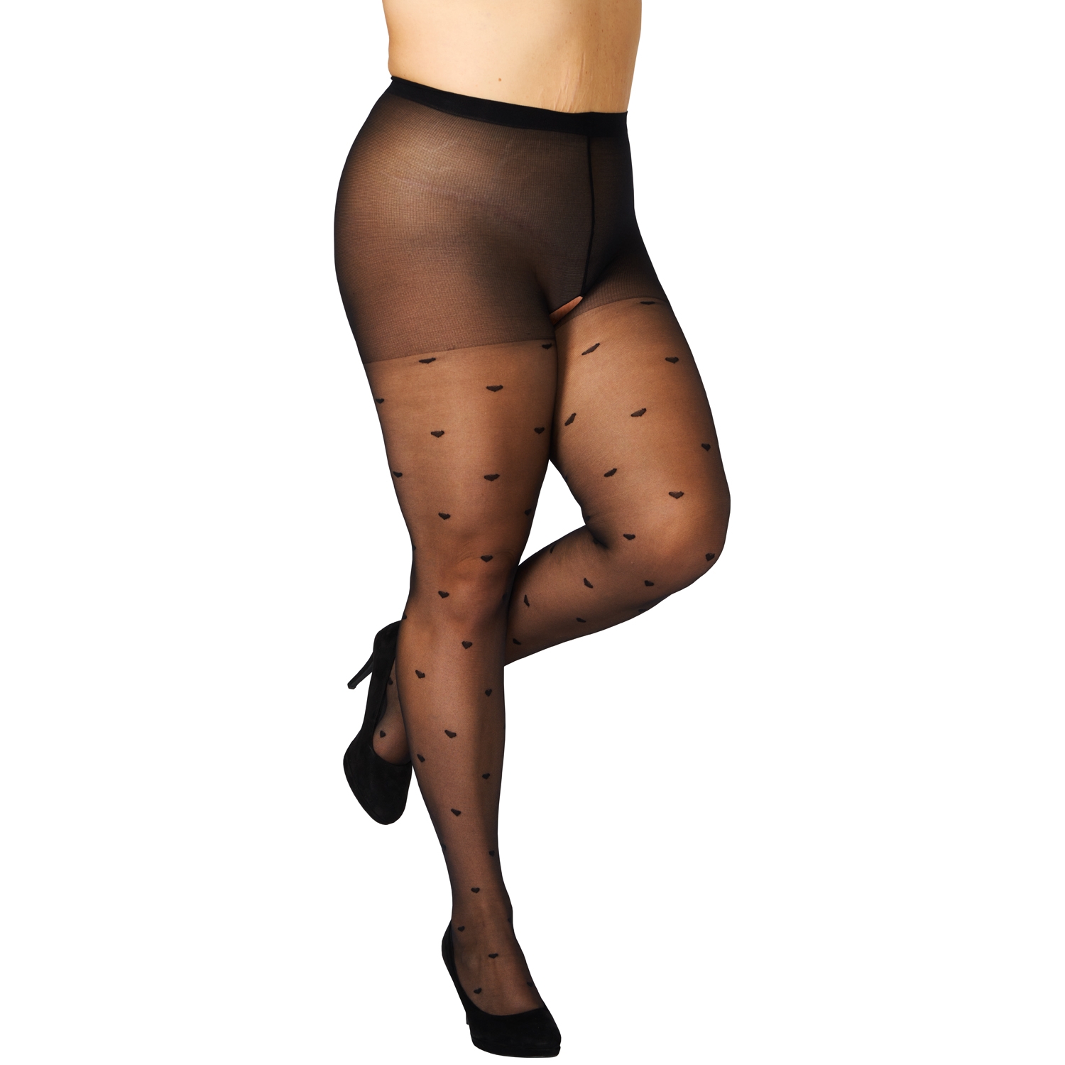 NORTIE Heartly Crotchless Strumpfhose Plus Size var 1