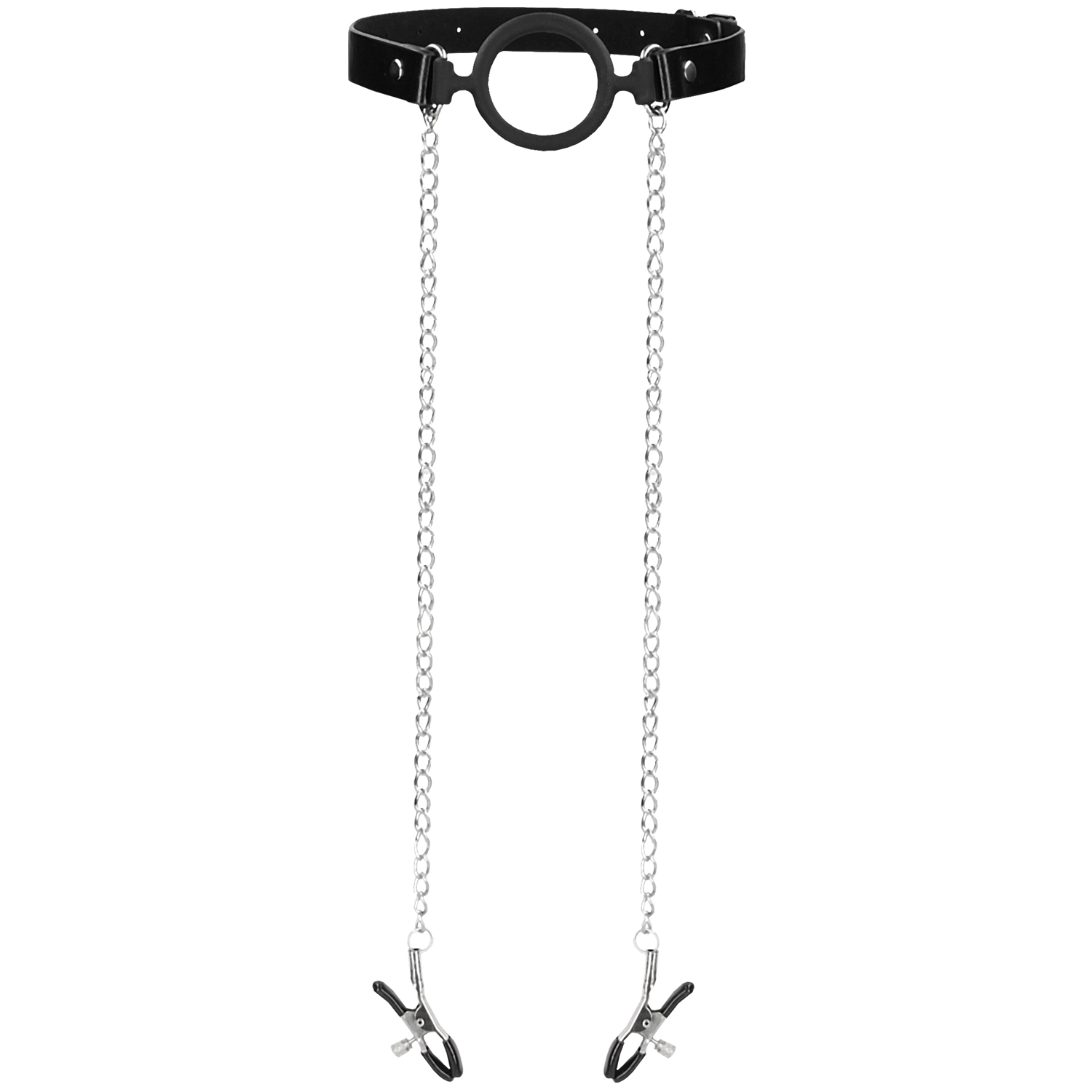 Ouch! O-Ring Gag med Nipple Clamps 1
