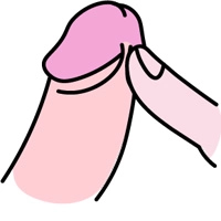 Illustration af en finger, der rør ved frenulum