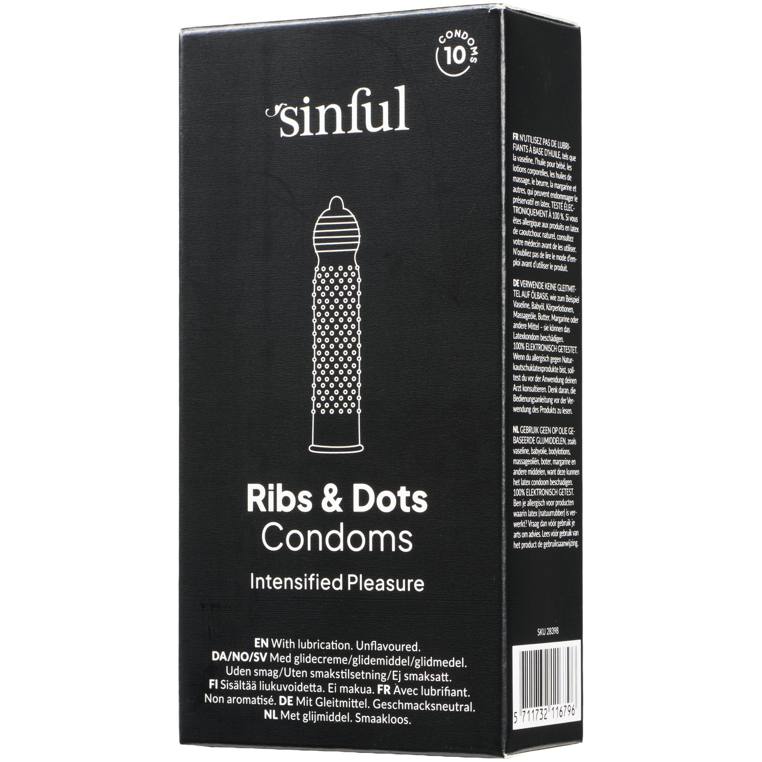 Sinful Ribs &amp; Dots Kondomer 10 st    - Clear