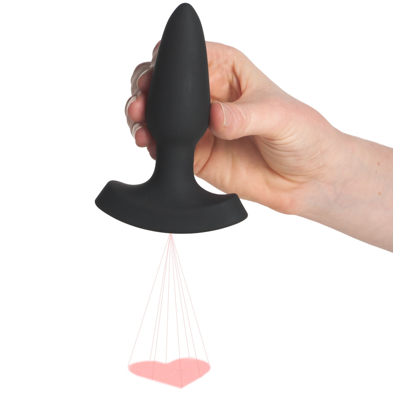 Booty Sparks Laser Series Heart Small Fjernbetjent Butt Plug med LED   - Sort