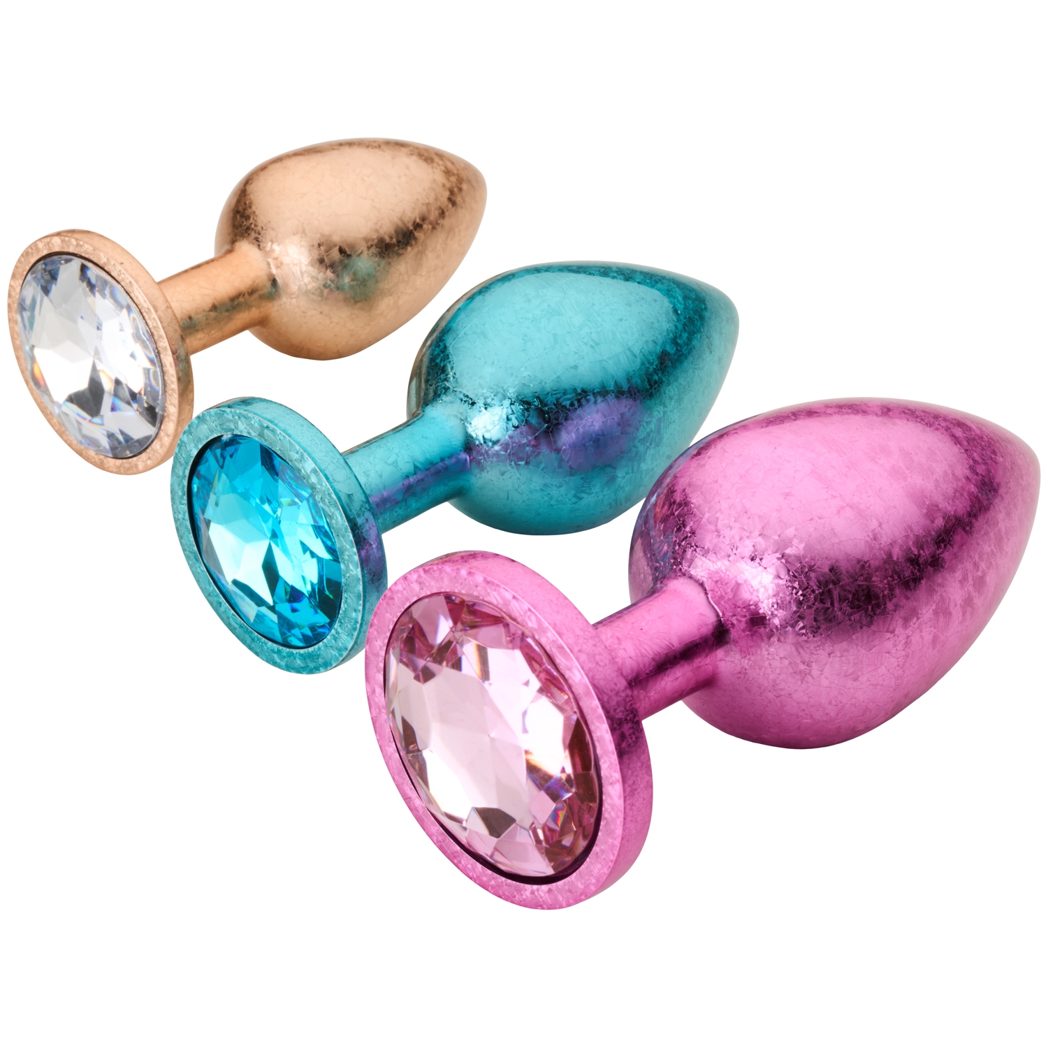 baseks Metal Flake Juvel Buttplug Sæt - Rosaguld