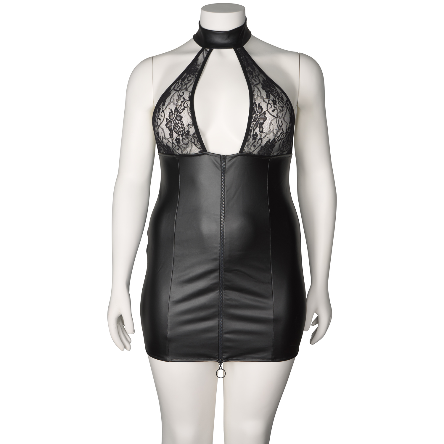 NORTIE Fetish Wetlook Klänning med Keyhole Cutout Plus-Size 1
