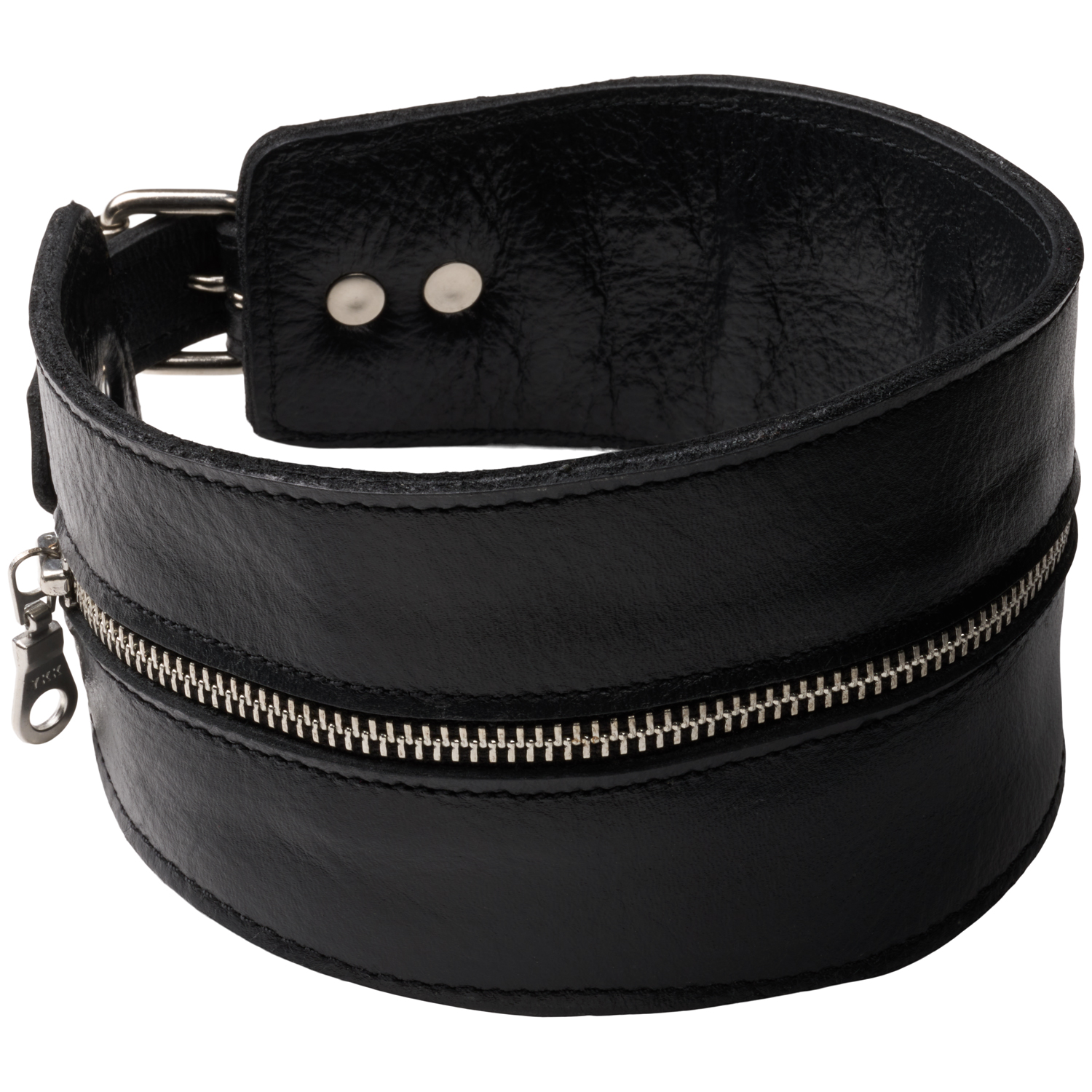 Kiotos High-Neck Lederhalsband mit Reißverschluss var 1