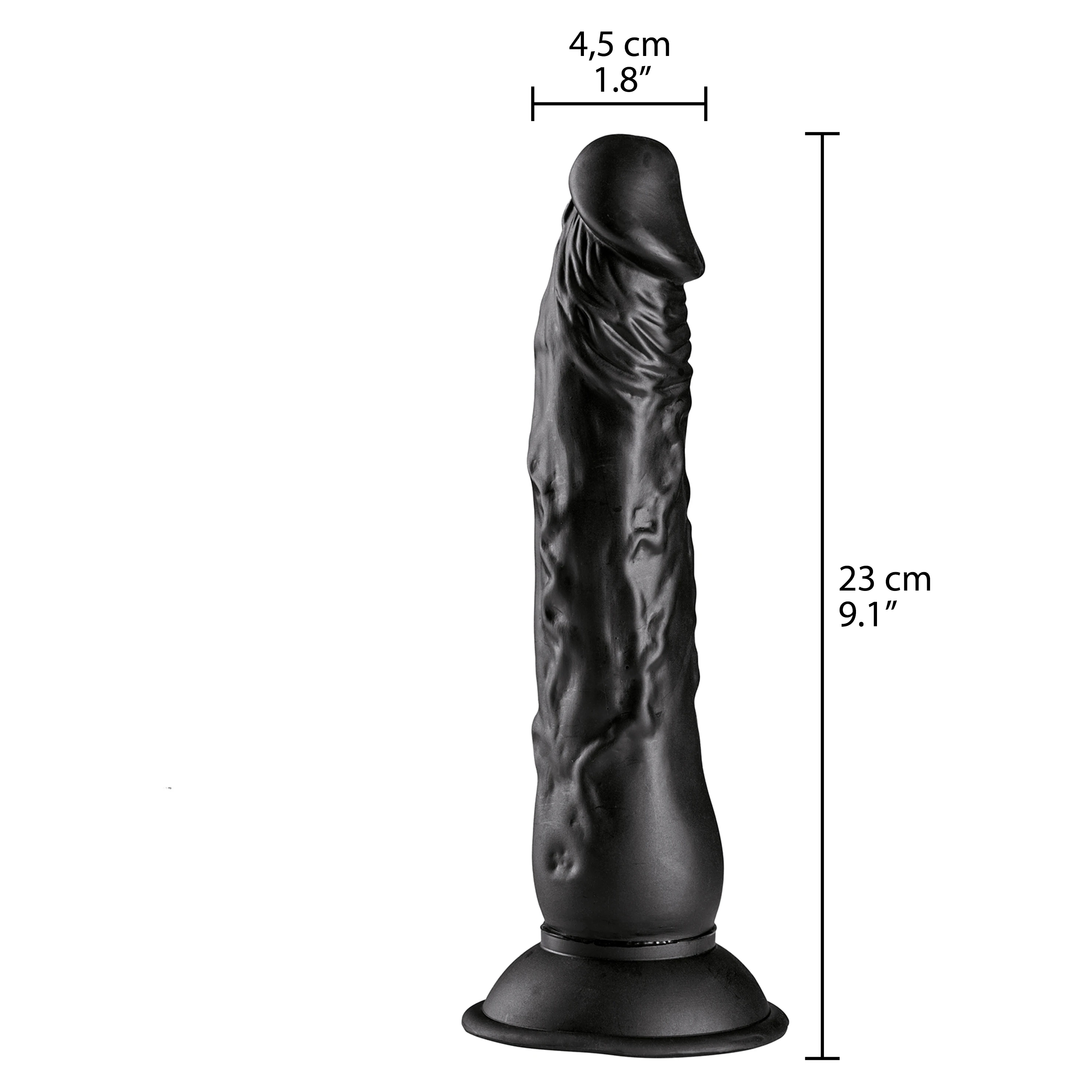 Willie City Svart Realistisk Dildo med Sugpropp 23 cm 1