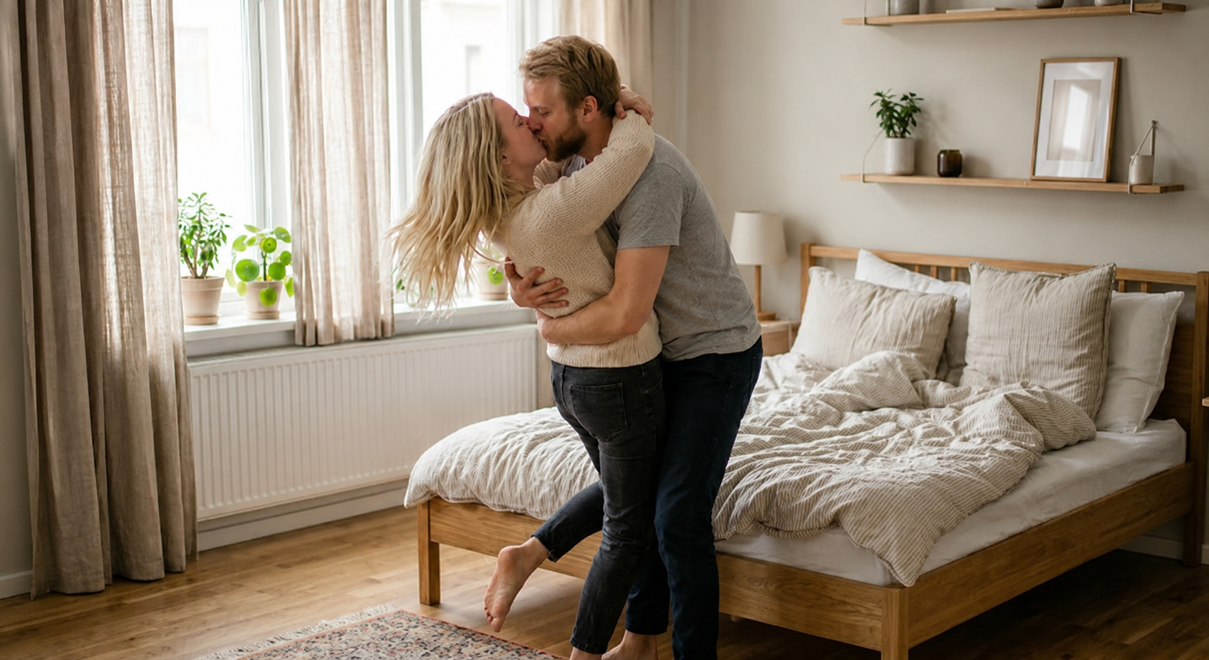 Kysser i et soveværelse