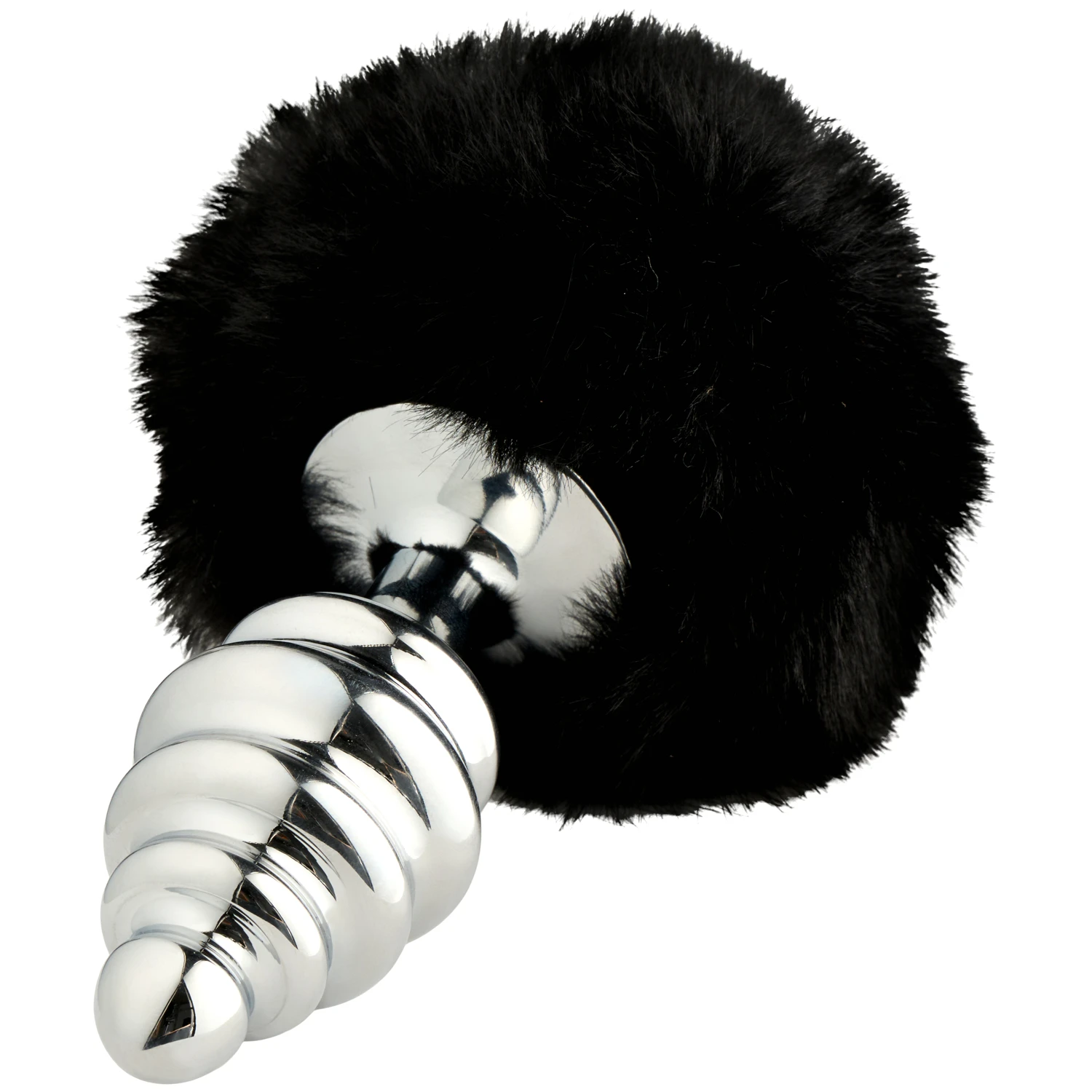 Alive BDSM Line Black Fluffy Plug Anal en Métal L 1