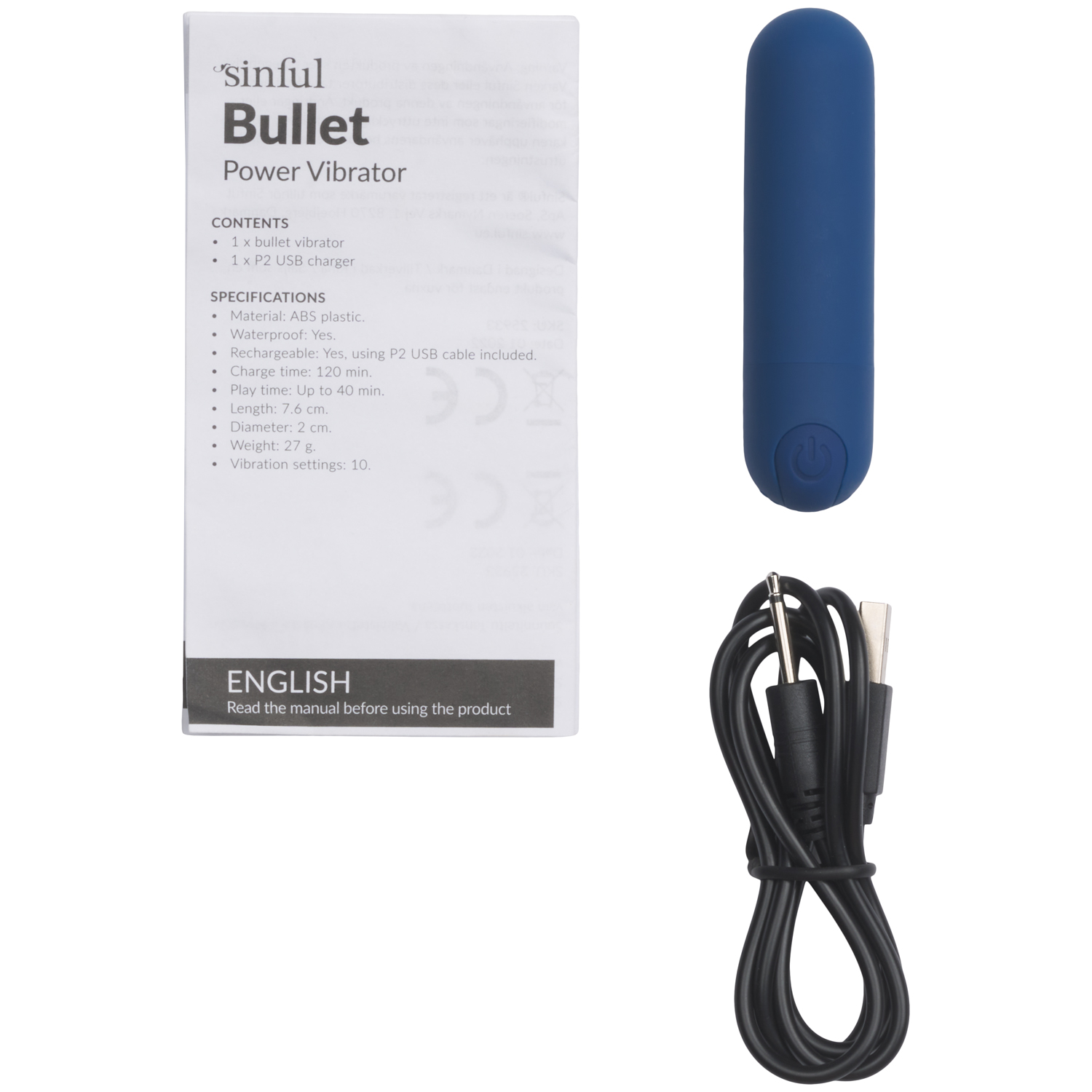 Sinful Business Blue Rechargeable Power Bullet Vibrator