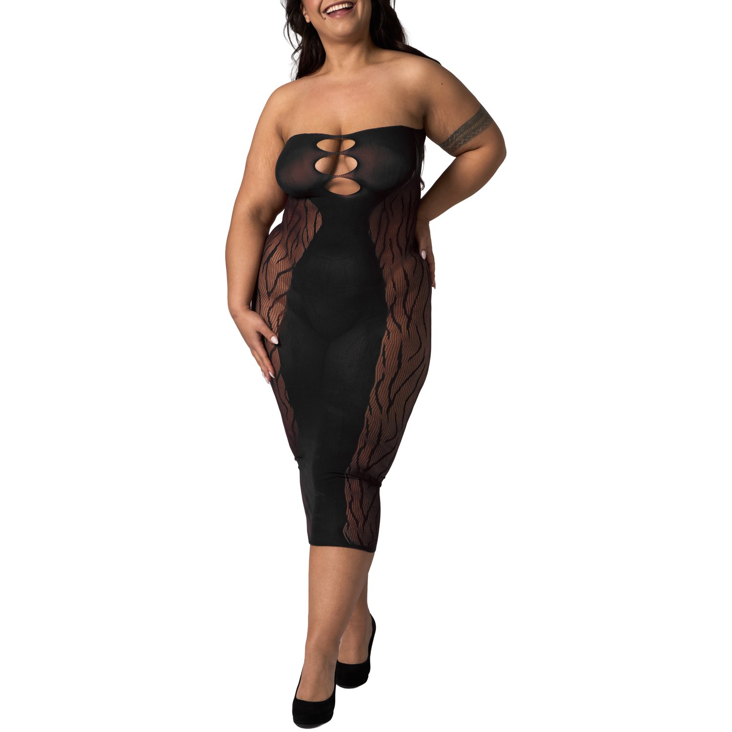 NORTIE Edda Lang Sort Tubekjole - Sort - Plus size