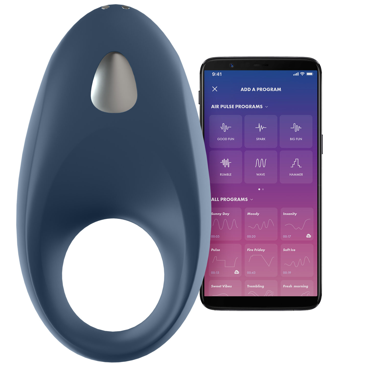 Satisfyer Mighty One Vibrerande Penisring - Mörkblå