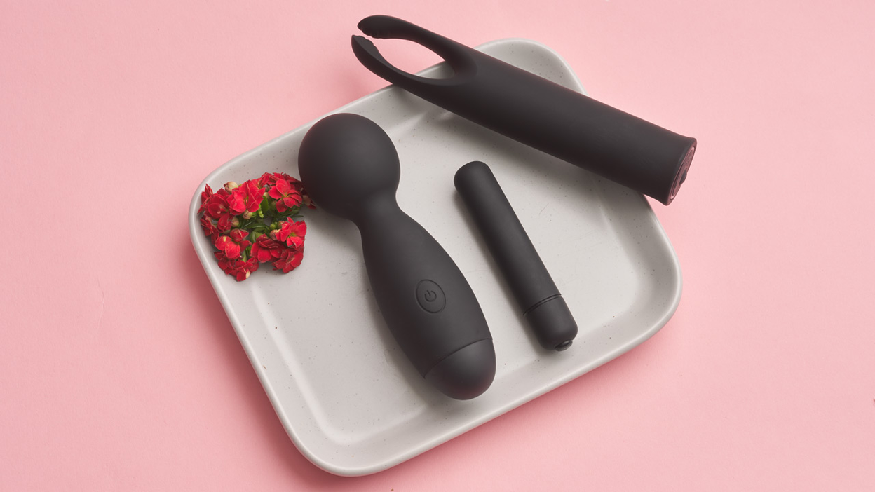 Clitoral vibrators on a white plate