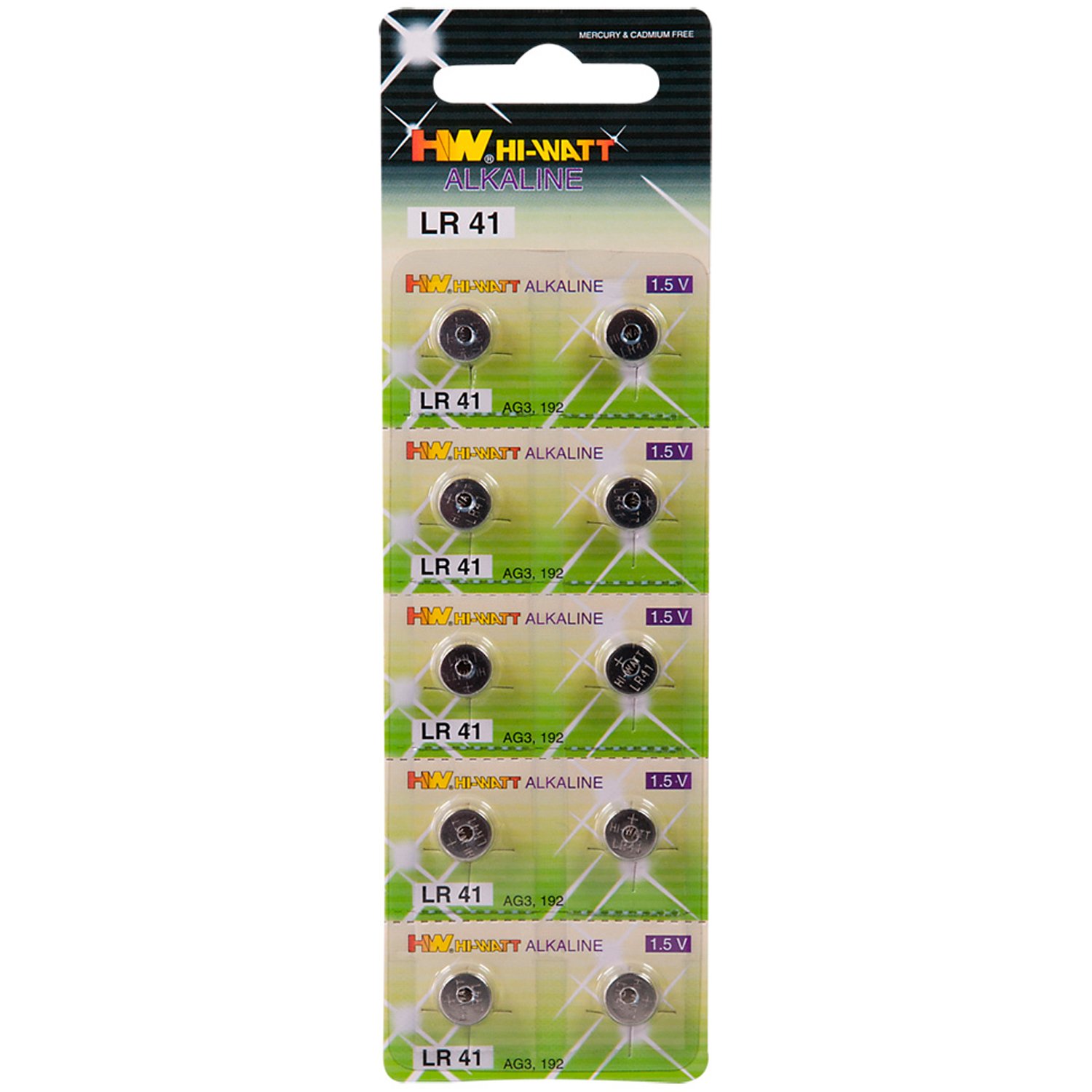 Hi-Watt Alkaline Batterier AG3 - LR41 10 stk - Silver