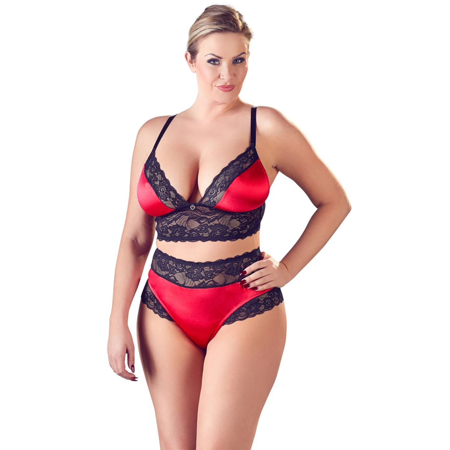 Cottelli BH-sett Rød Plus Size var 1