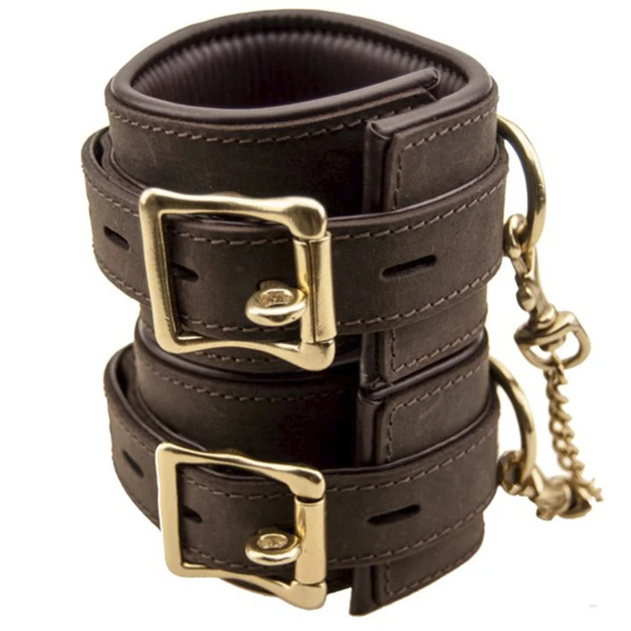 Bound Leather Wrist Cuffs var 1