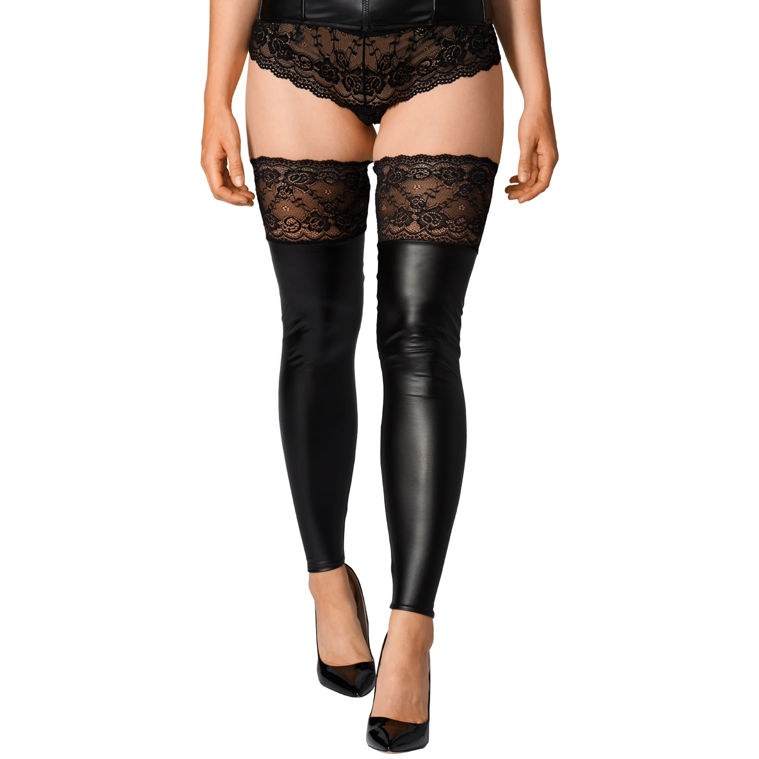 NORTIE Fetish Wetlook Stay-up Sukat 1