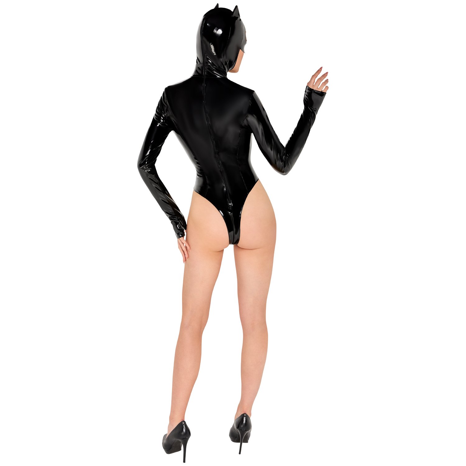 Black Level Vinyl Body Catsuit - Black - S