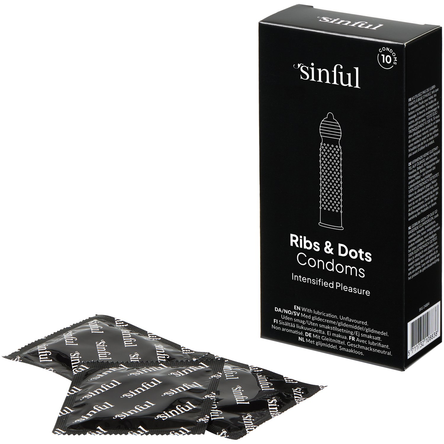 Sinful Ribs & Dots Kondomer 10 stk - Clear Sinful Ribs & Dots Kondomer 10 stk - Clear