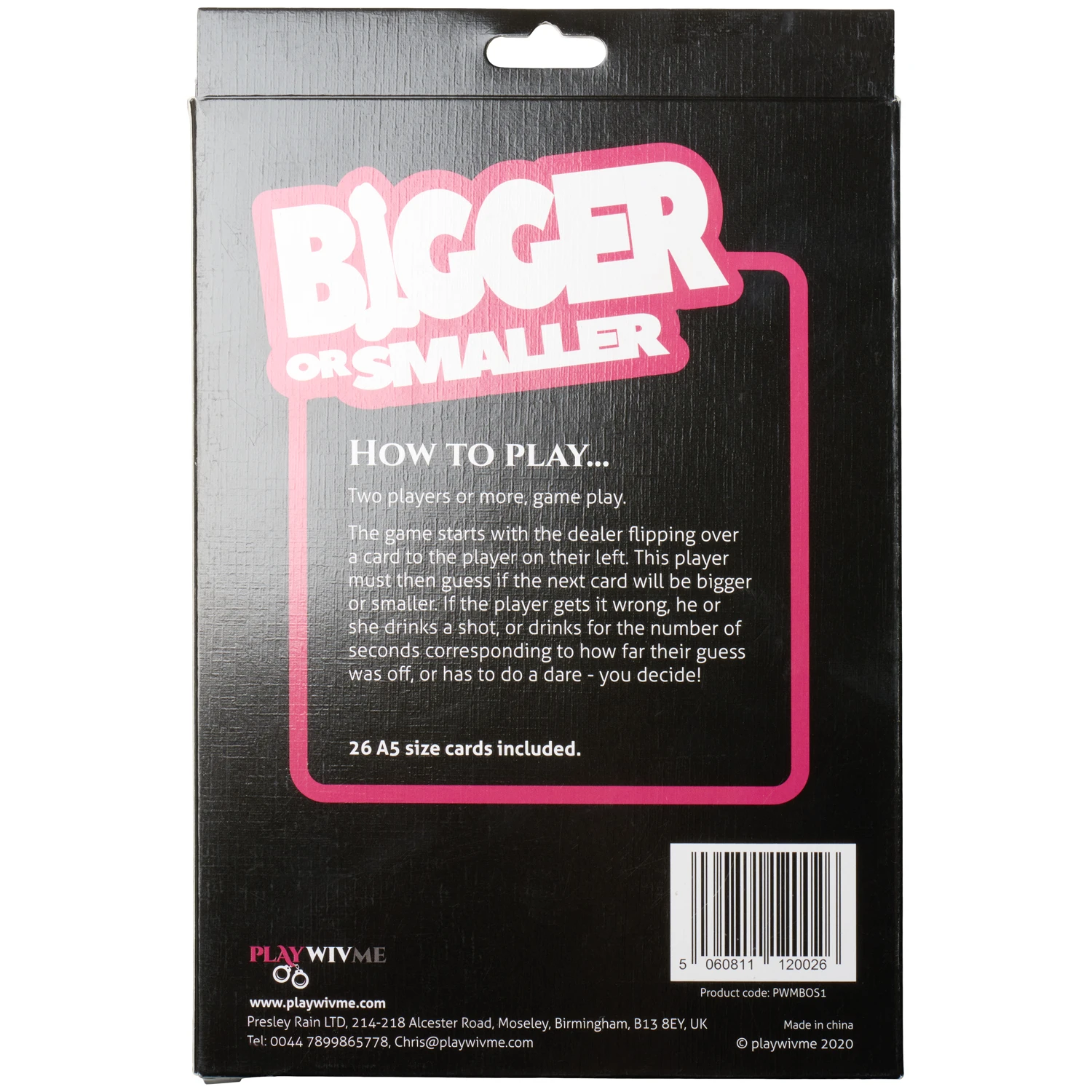 Play Wiv Me Bigger or Smaller Kortspill var 2