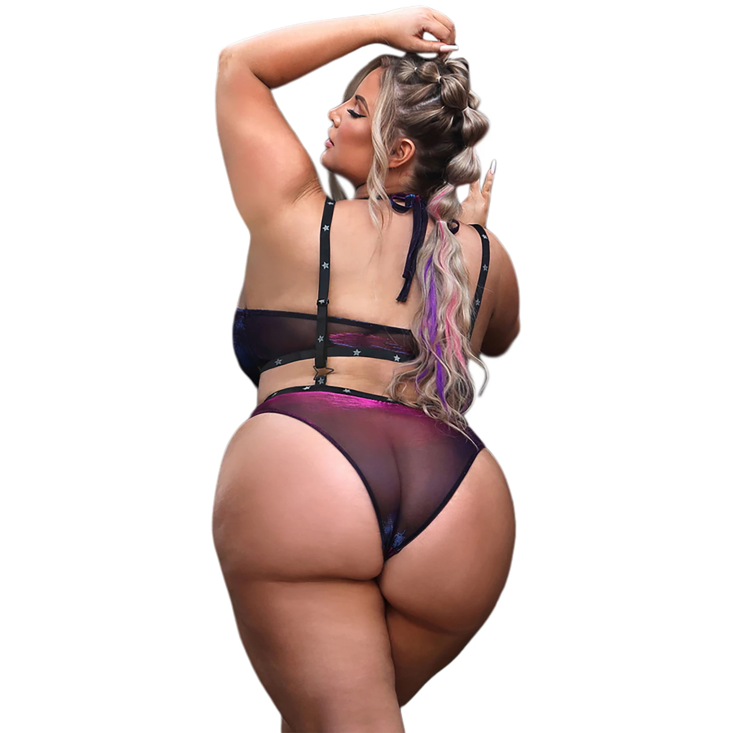 Fantasy Lingerie Vibes STARDUST UV Halter Top Set Plus Size var 2