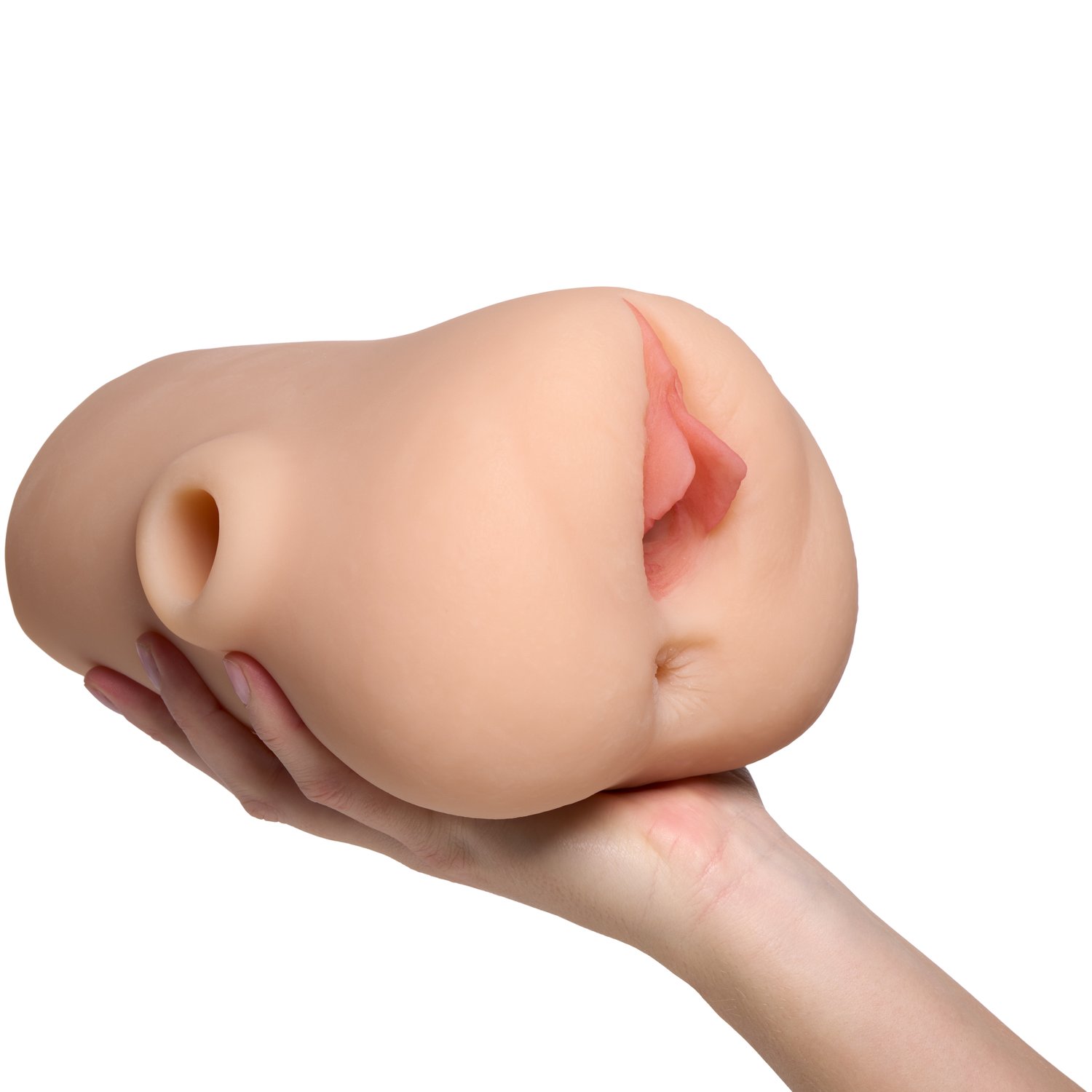 PDX Plus Double Pounder Vibrerende Squeeze Masturbator - Nude