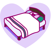 Illustrasjon av et hjerte med en seng inni